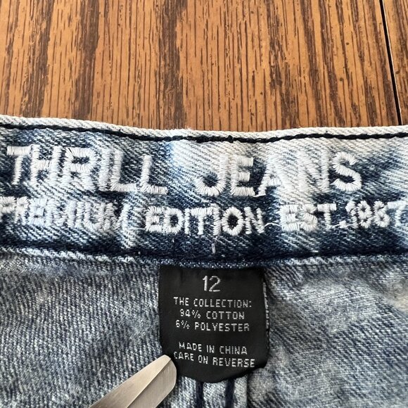 Thrill Jeans Boys Denim Jeans Size 12 Distressed Skinny Acid Wash Blue Straight - Picture 6 of 10